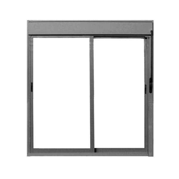 Porta de Correr 2 Folhas Alumínio Pintado Cinza com Persiana Integrada Sob Medida Linha 25 OGB Esquadrias