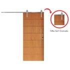 Porta Correr 2 Trilho Soft Aparente Puxador Tubo Cromado 80cm