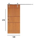 Porta Correr 7 Trilhos Soft Aparente Puxador Tubo 80cm 120x21