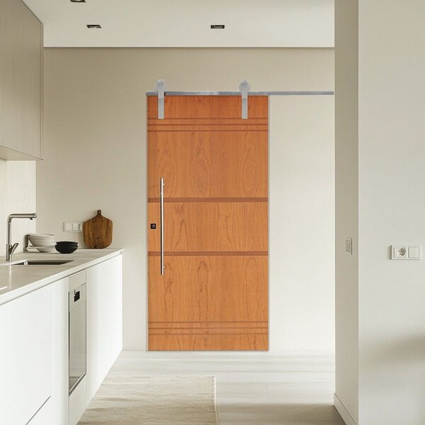 Porta Correr 7 Trilhos Soft Aparente Puxador Tubo 80cm 82x210