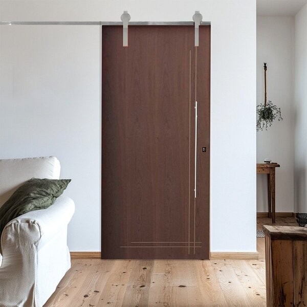 Porta Correr Frisada Trilho Soft Aparente Puxador Tubo 80cm 8