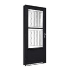 Porta De Aço De Giro Com Postigo E Grade Mosaico 215x90cm Fac