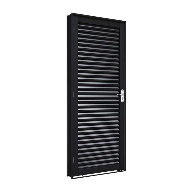 Porta De Aço De Giro Laminada 215x76cm Facilitá Lucasa Preto