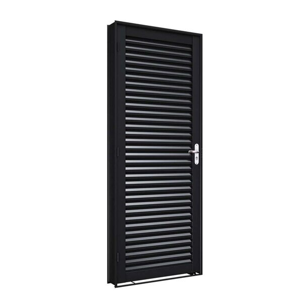 Porta De Aço De Giro Laminada 215x86cm Facilitá Lucasa Abertu