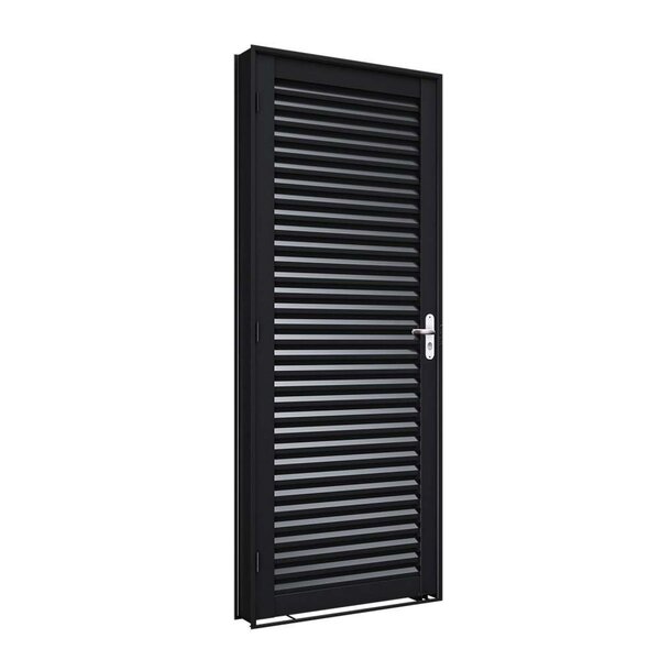 Porta De Aço De Giro Laminada 215x86cm Facilitá Lucasa Preto