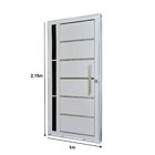 Porta De Aço Lambri 215x100cm Com Friso E Puxador Inox Latera