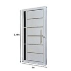 Porta De Aço Lambri 215x100cm Com Friso E Puxador Inox Vidro