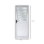 Porta de Aço Laminada 215x85cm Com Basculas e Vidro Liso Bate