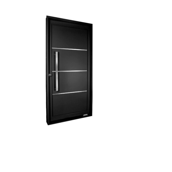 Porta De Aço Pivotante Social 217x105cm Com Friso Ideal Crv E