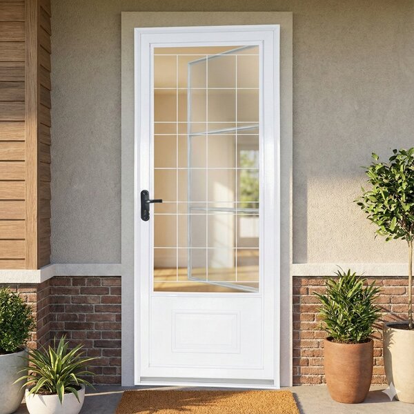 Porta de Aço Postigo 215x85cm com Minas Sul MGM Branco Abertu