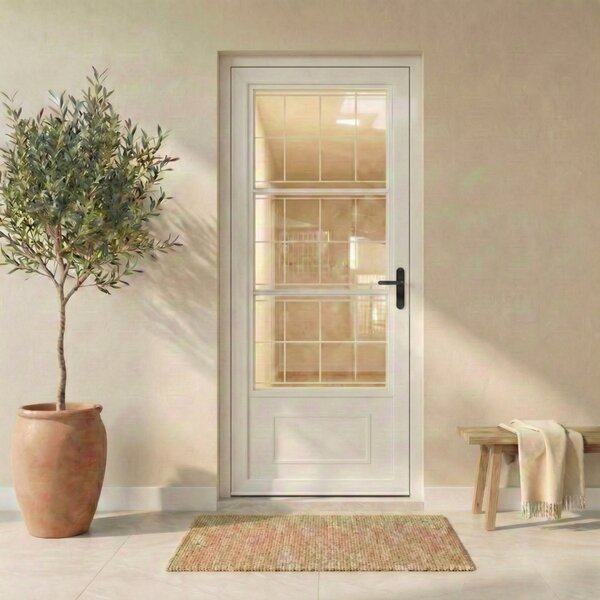 Porta De Aço Postigo Com Grade Quadrada Branca Minas Sul Mgm