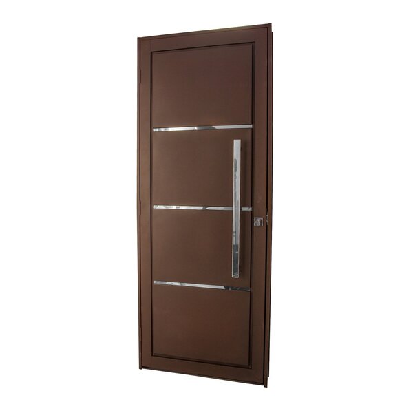 Porta De Aço Social 215x84cm Com Friso Ideal Crv Esquadrias A