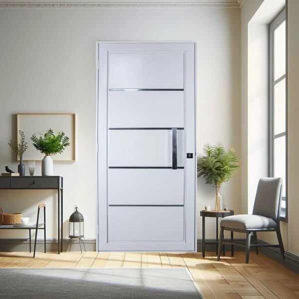 Porta De Aço Social Slim 215x95x12cm Com Puxador Pequeno Idea