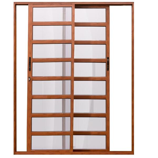 Porta De Alumínio 02 Folhas Travessa Maxx Madeiro - 210x160