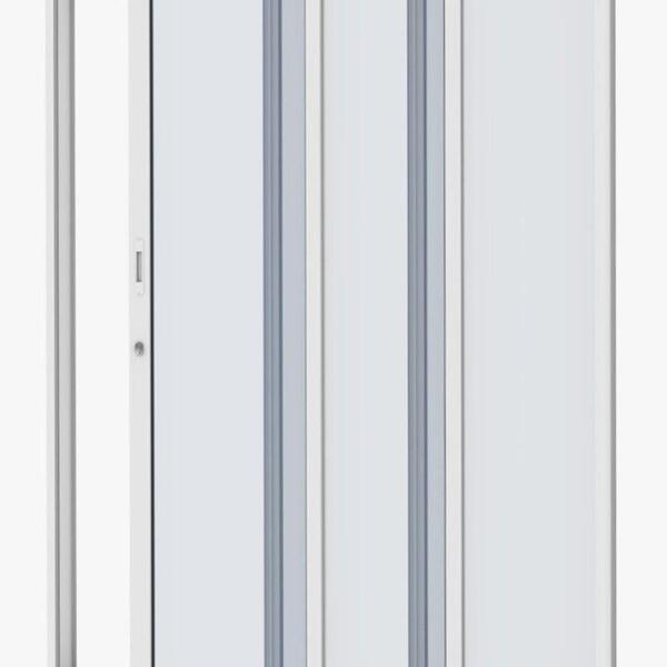 Porta De Alumínio 03 Folhas Com Vidro Temperado Branca - 210x