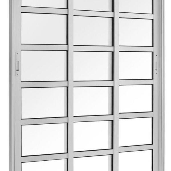 Porta De Alumínio 03 Folhas Móveis Travessa Maxx Branca - 210