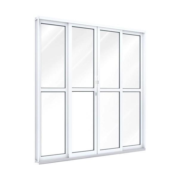 Porta De Alumínio 04f Branco Fechadura Click Maxx - 210x200m