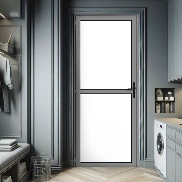 Porta De Aluminio 210x85cm Vidro Duplo Abertura Esquerda Cinza