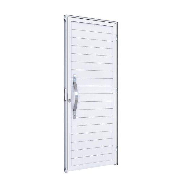 Porta De Alumínio 215x95cm Com Puxador Curvo Polido De 60cm L