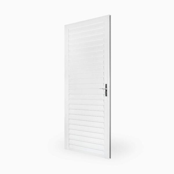 Porta De Alumínio Aluvid Veneziana Branco Esquerda - 210x70