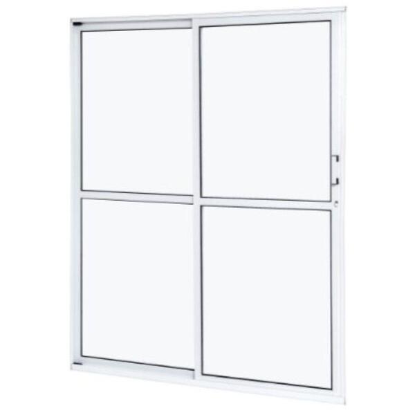 Porta De Aluminio Balcão 210x160cm 2 Folhas Com Vidro Liso E