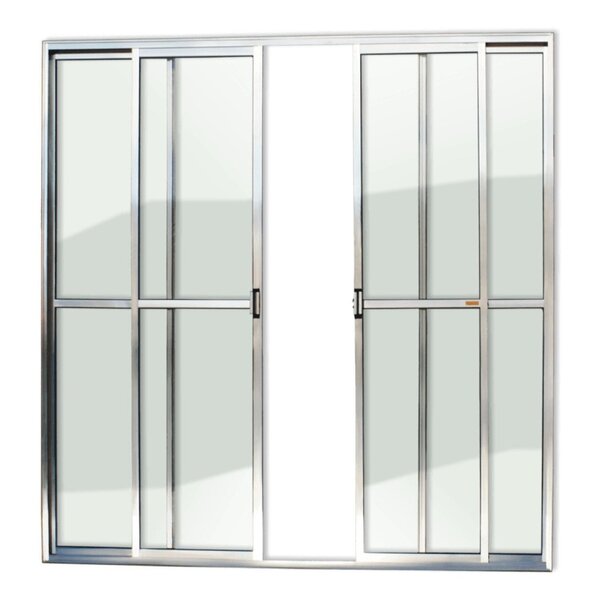 Porta De Alumínio Balcão 210x200cm 4 Folhas Com Vidro Liso An