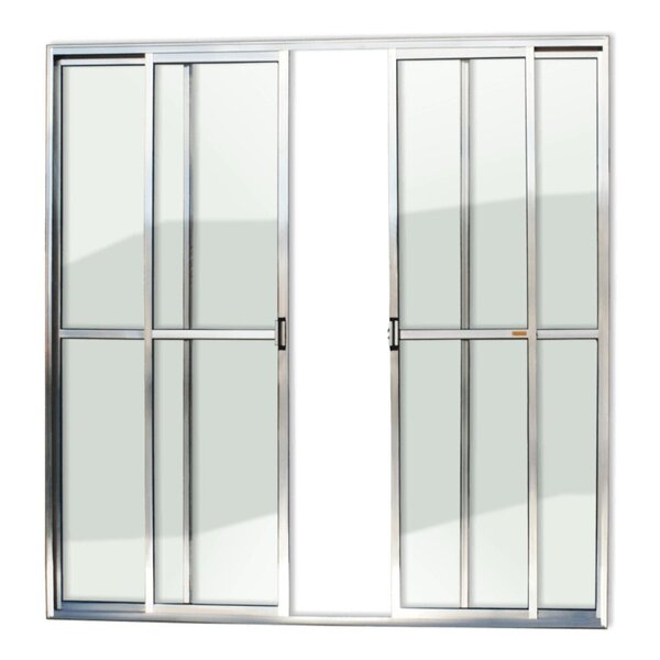Porta De Alumínio Balcão 210x240cm 4 Folhas Com Vidro Liso Anodizado ...