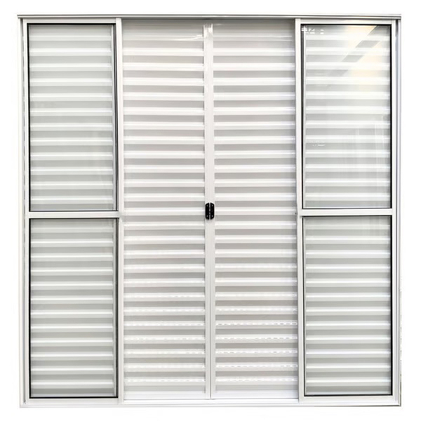 Porta De Alumínio Balcão 6 Folhas Branca Modular Com Trinco -