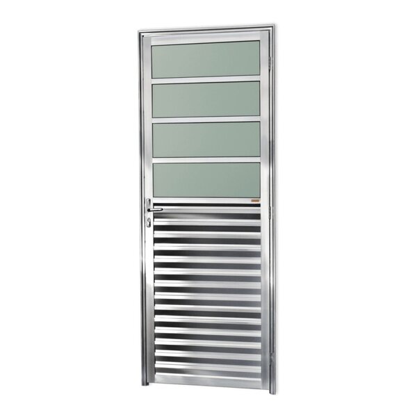 Porta De Alumínio Basculante 210x80cm Com Vidro Boreal Anodiz