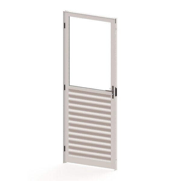 Porta De Alumínio Basculante 210x80cm Com Vidro Liso Batente