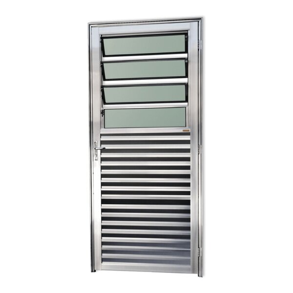 Porta De Alumínio Basculante 210x86cm Com Vidro Boreal Anodiz