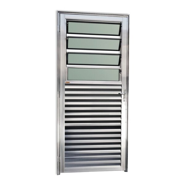 Porta De Alumínio Basculante 210x86cm Com Vidro Boreal Anodiz