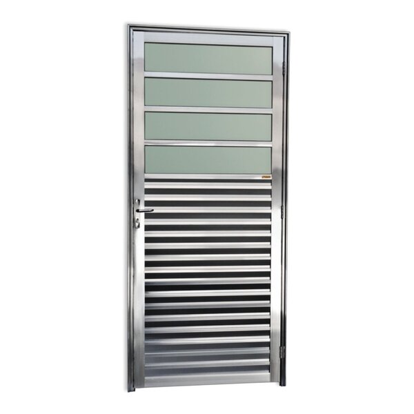 Porta De Alumínio Basculante 210x86cm Com Vidro Boreal Anodiz