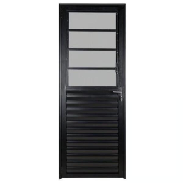 Porta De Alumínio Basculante Fit Preto Direita V.liso - 210x80