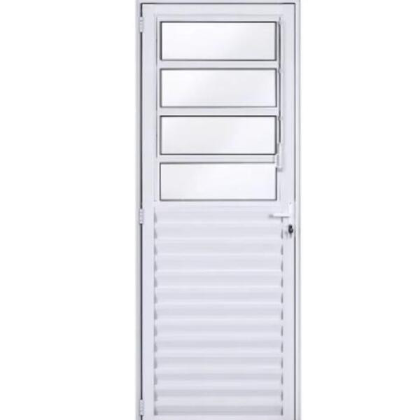 Porta De Alumínio Basculante L25 Branca Esquerda - 210x80