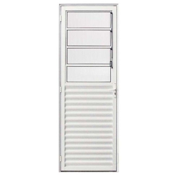 Porta De Alumínio Branco Basculante Hale Esquadrias - Lado Es