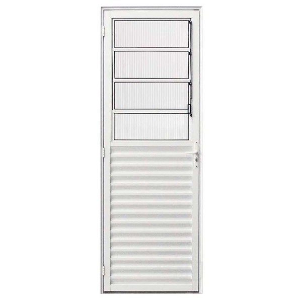 Porta De Alumínio Branco Basculante Hale Esquadrias - Lado Es