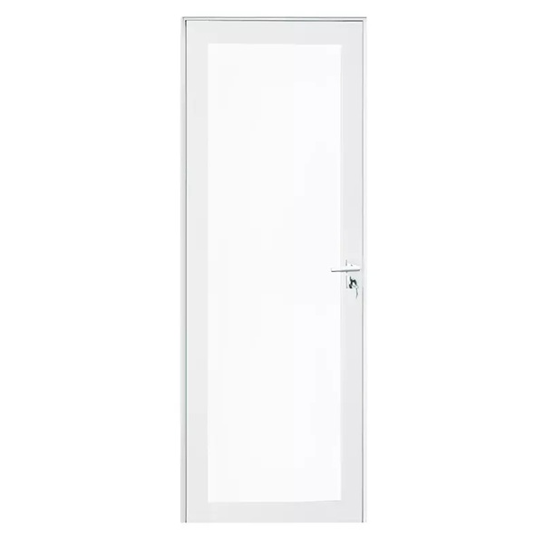 Porta De Alumínio Branco Com Vidro Inteiro 8mm Cmc Linha Eleg