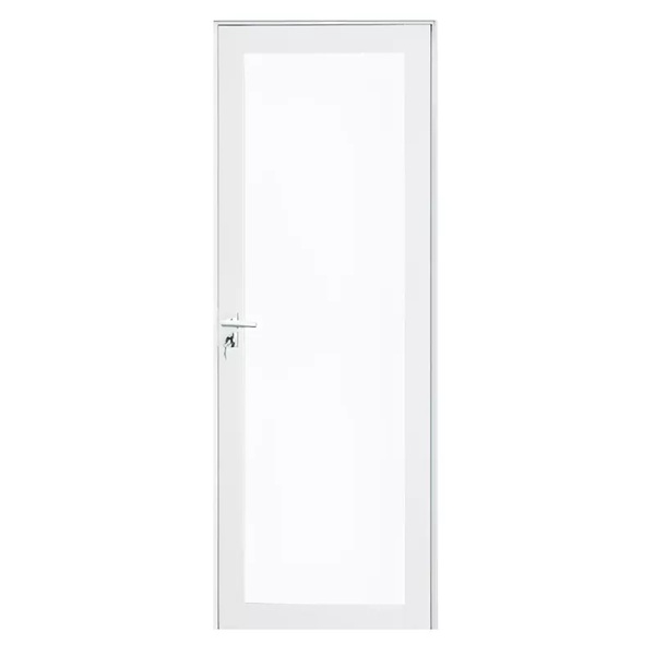 Porta De Alumínio Branco Com Vidro Inteiro 8mm Cmc Linha Eleg