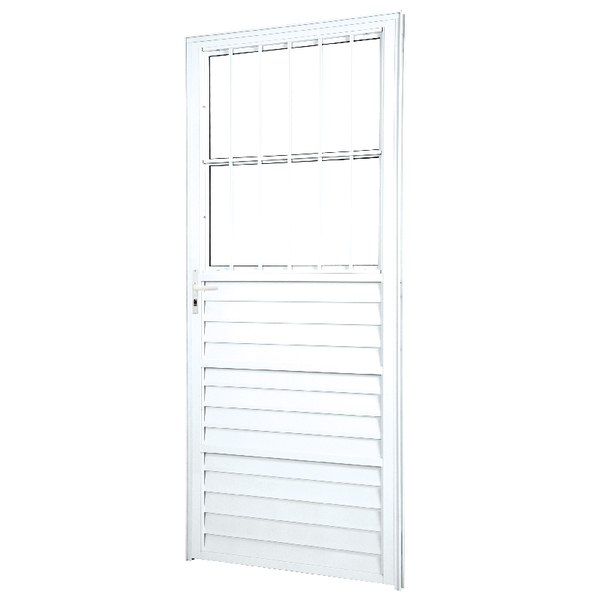 Porta De Alumínio Branco De Entrada Social Atlântica Fortline