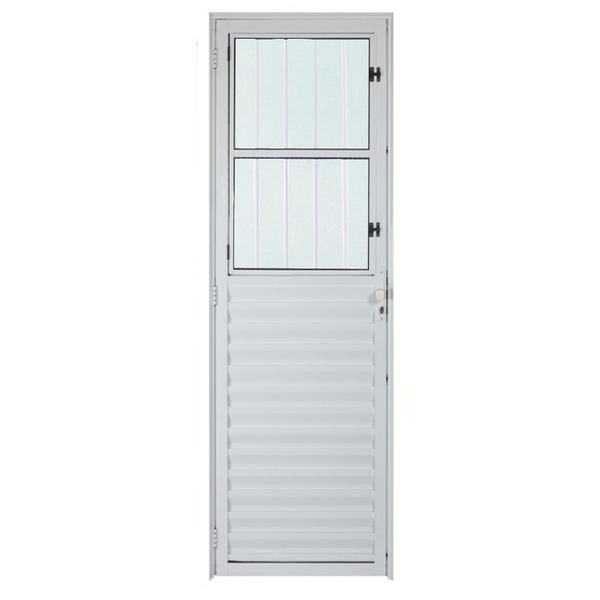 Porta De Alumínio Branco De Entrada Social Cmc Modular - Lado