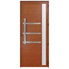 Porta De Alumínio C/friso E Visor Lambril Madeiro "d" 210x80