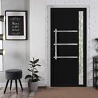 Porta De Alumínio C/friso E Visor Lambril Preto "d" 210x60