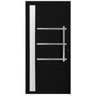 Porta De Alumínio C/friso E Visor Lambril Preto "e" 210x85