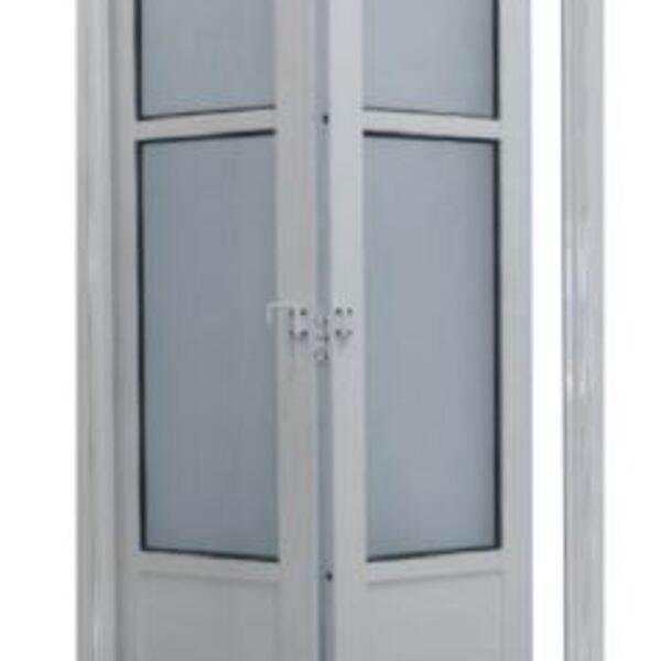 Porta De Alumínio Camarão Lambril Branco Com Vidro Linha 25 -