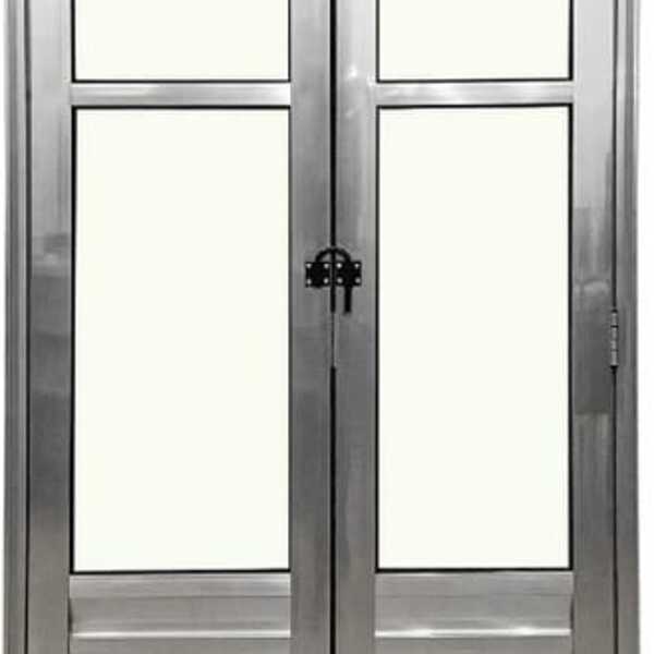 Porta De Aluminio Camarão Palheta Vidro Mini Boreal Com Trinc