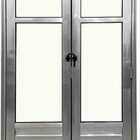 Porta De Aluminio Camarão Palheta Vidro Mini Boreal Com Trinc