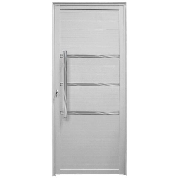 Porta De Alumínio Com Friso Lambril Max Branco "e" 210x90