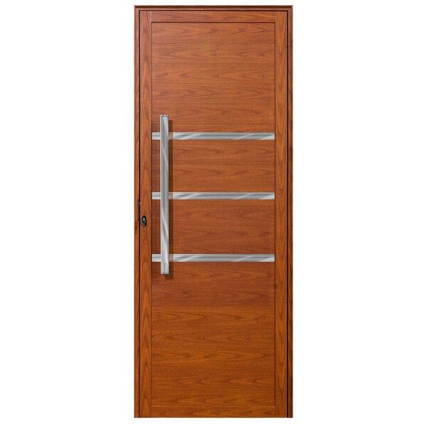 Porta De Alumínio Com Friso Lambril Max Madeiro "d" 210x70