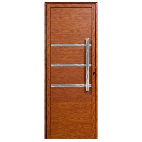 Porta De Alumínio Com Friso Lambril Max Madeiro "d" 210x90